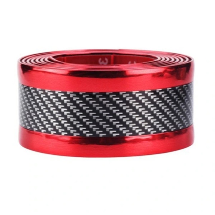 Protectie prag usa auto, banda de protectie, stil fibra de carbon, adeziv dublu fata, usor de taiat, rosu/negru, 5 cm x 1 m, 1 buc