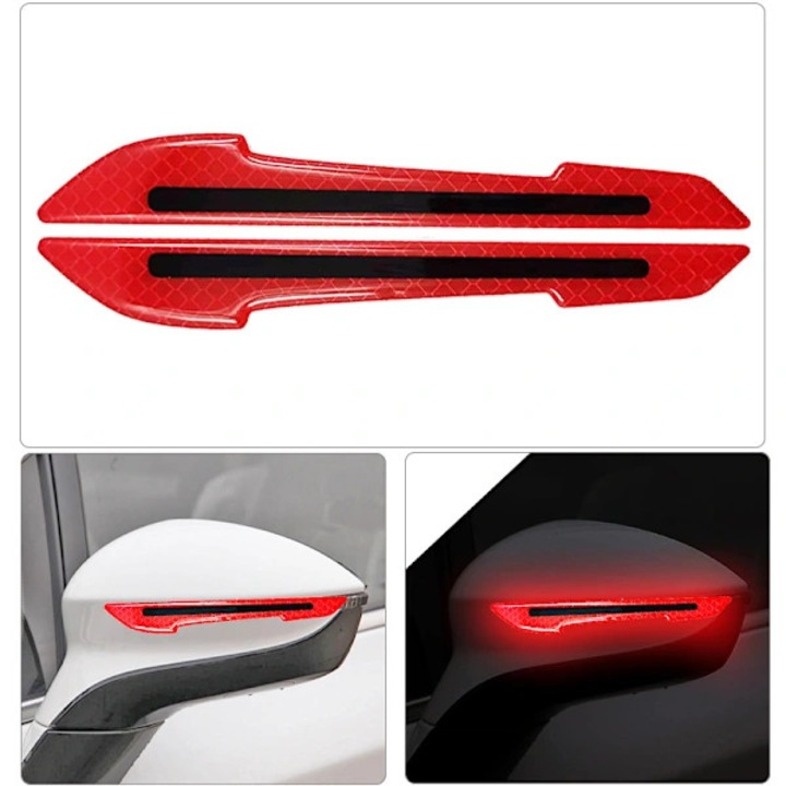 Autocolante reflectorizante auto, abtibilduri reflectorizante, din PVC cu textura de fibra de carbon, autoadezive si rezistente la apa, rosu, 2 bucati