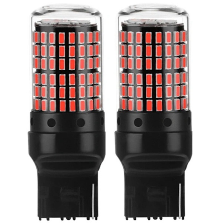 Комплект 2 LED авто T20 7440 червени 12V 24W 1500Lm алуминий