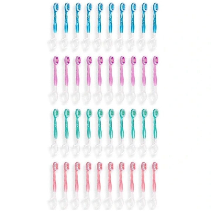 Periuta de dinti de unica folosinta, periuta dentara mini pentru calatorie 5-in-1, pasta de dinti preaplicata, ata dentara, scobitoare si razuitor de limba, perii din nylon, Multicolor, 40 bucati