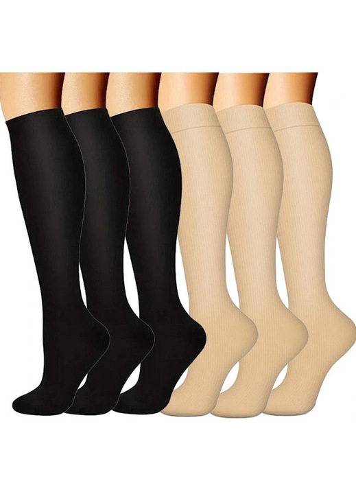 Set 6 sosete compresive sport lungi dama stretch multicolor 13-S/M