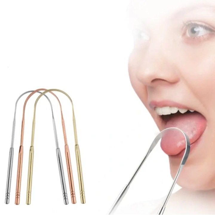 Curatator pentru limba, racleta din otel inoxidabil, forma U, ergonomic, margini netede pentru curatare eficienta, auriu, 1 buc