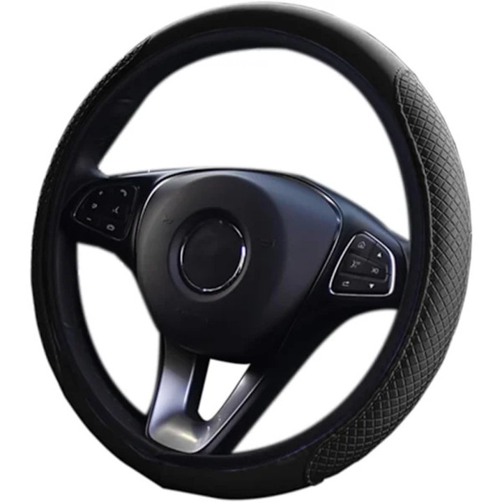 Husa pentru volan din microfibra, elastica, antialunecare, ventilata, rezistenta la caldura, moale la atingere, diametru 38 cm, negru, 1 buc