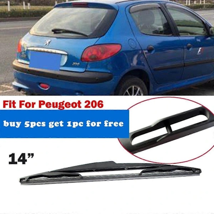 Задна чистачка, перо за чистачка, съвместимо с Peugeot 206, за задно стъкло, 14 инча, Черно, 1 бр