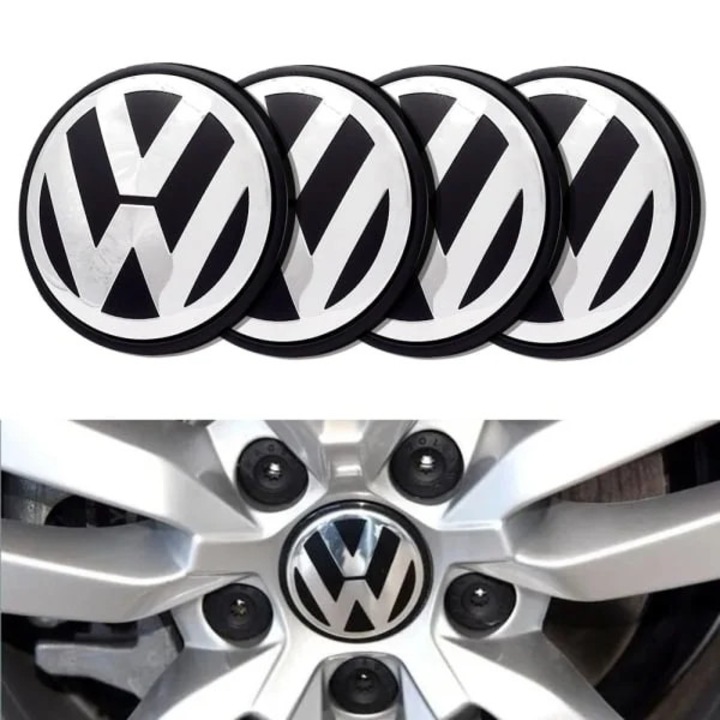 Комплект 4 капачки за джанти VW, ABS алуминий, сребрист, 56x65мм
