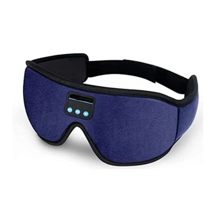 Masca de dormit/masca pentru somn Bluetooth din spuma cu interior matasos, cu difuzoare stereo Bluetooth 5.0 si microfon incorporat, 3D Bluetooth, Albastru, 24 x 11 x 2,5 cm