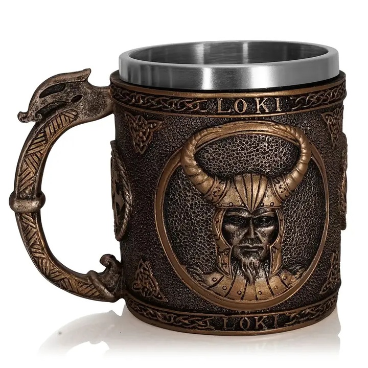 Gyanta bögre rozsdamentes acél betéttel, 400 ml, 9x11 cm