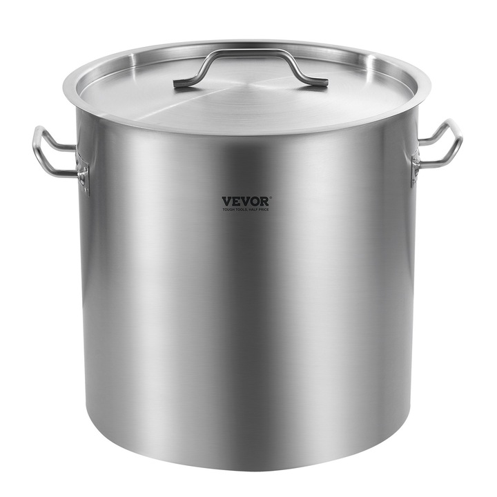 VEVOR 53QT rozsdamentes acél nagyméretű edény, ezüst, 395x405mm