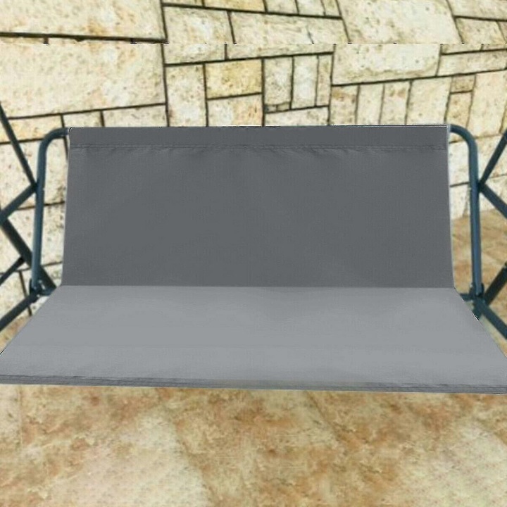 Husa sezut pentru leagan de gradina, din poliester, rezistenta la decolorare si impermeabila, pentru 2-3 locuri, 138 x 100 cm, Gri, 1 buc