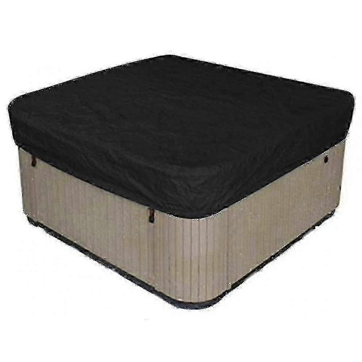 Capac pentru cada cu hidromasaj, husa de protectie universala impermeabila, din oxford 210D cu strat argintat, rezistent la rupere si intemperii, negru, 218 x 218 x 30 cm