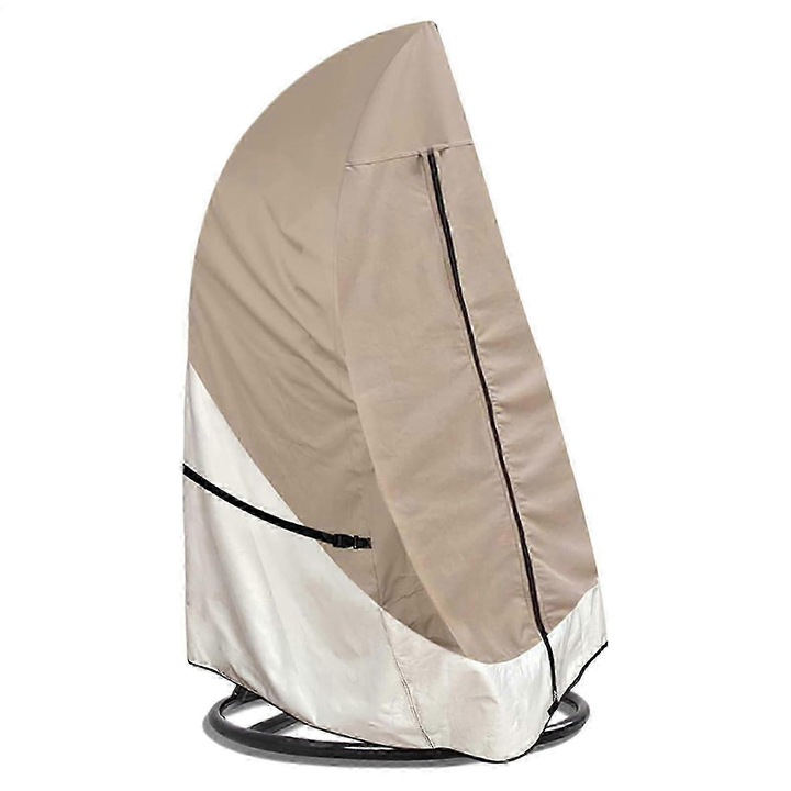Husa pentru fotoliu tip ou GC2026, 420D poliester, impermeabila si rezistenta la decolorare, cu protectie PVC si chingi reglabile, bej/alb