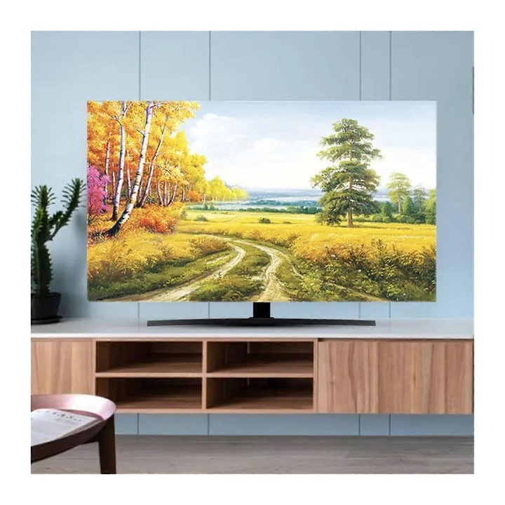 Husa universala TV, protectie impermeabila, fleece artistic, 32-70 inch