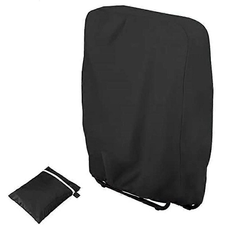 Husa protectie pentru scaun pliant de terasa, din oxford 210D, impermeabila si rezistenta la UV, cu cordon anti-vant, negru, 1 bucata, 71x34x110 cm