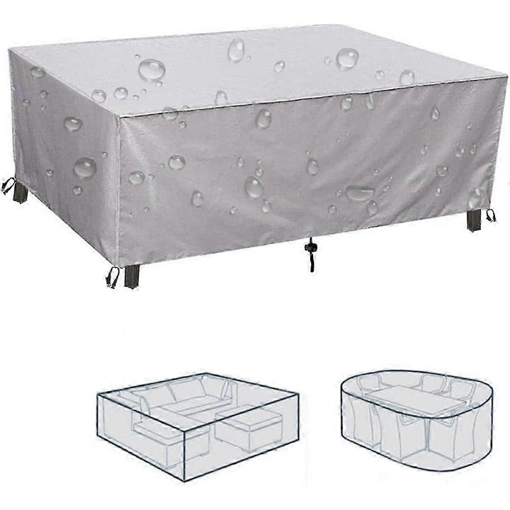 Huzat kültéri bútorszett számára, bútorvédelem, vízálló, PVC vízálló réteggel, téglalap alakú, ezüst/fekete, 54 x 76 x 69 cm, 1 db