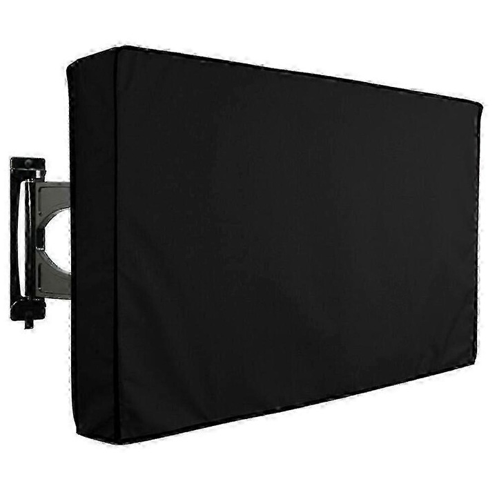 Husa/cover pentru tv exterior 40-42 inch, din 600D oxford cu acoperire PVC impermeabila, rezistenta la intemperii si praf, cu captuseala interioara moale si buzunar pentru telecomanda, negru, 1 buc