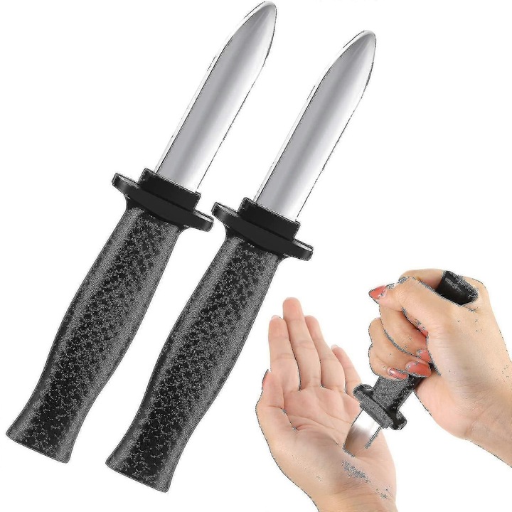 Set 2 bucati, cutit de recuzita retractabil din plastic, cu lama retragibila pentru trucuri si carnaval (cutit fals), negru, 18 x 4 cm