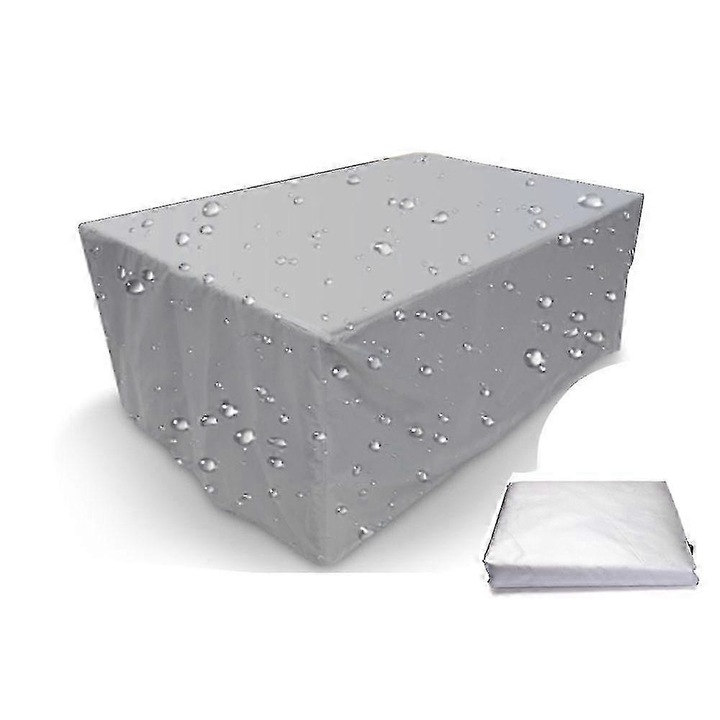 Kültéri bútorszett huzat, vízálló PVC bevonattal, por és eső elleni védelemmel, ezüst/fekete, 90 x 90 x 90 cm, 1 db.