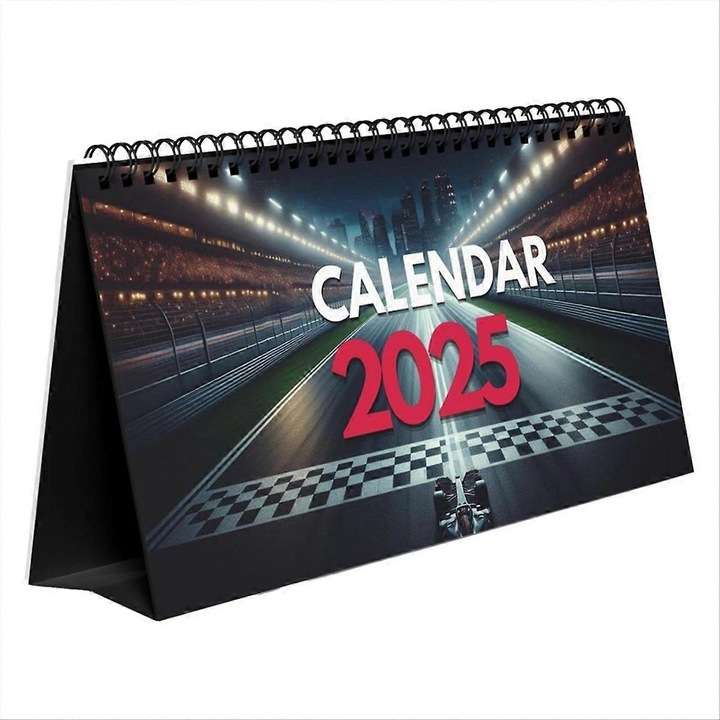 Calendar de birou 2025, motorsport, format compact, 22x14x8cm, multicolor