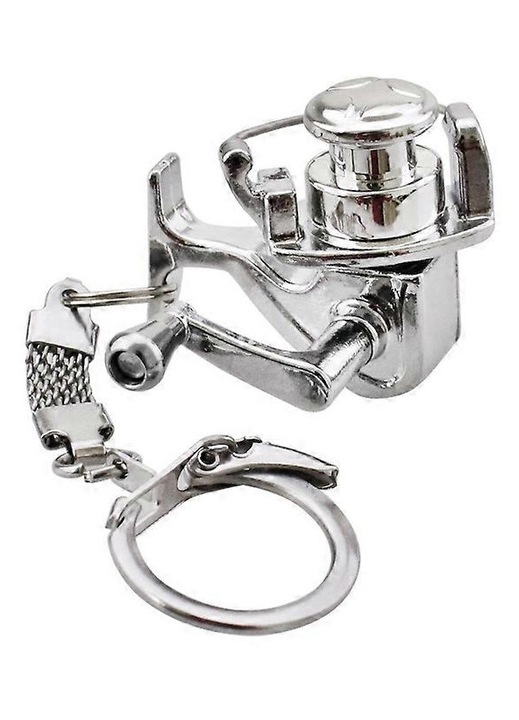 Breloc/pandantiv, din aliaj, decor mulineta mini cu textura metalica si inel, argintiu, 3.5x3.5x3 cm