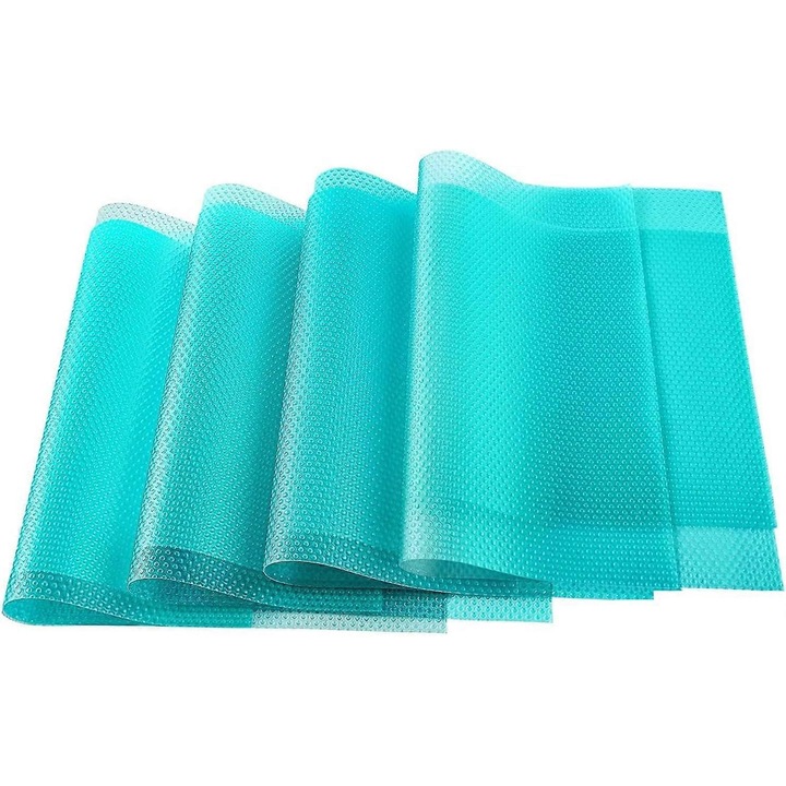 Set 4 covorase antiderapante pentru frigider, albastru, 29x45cm