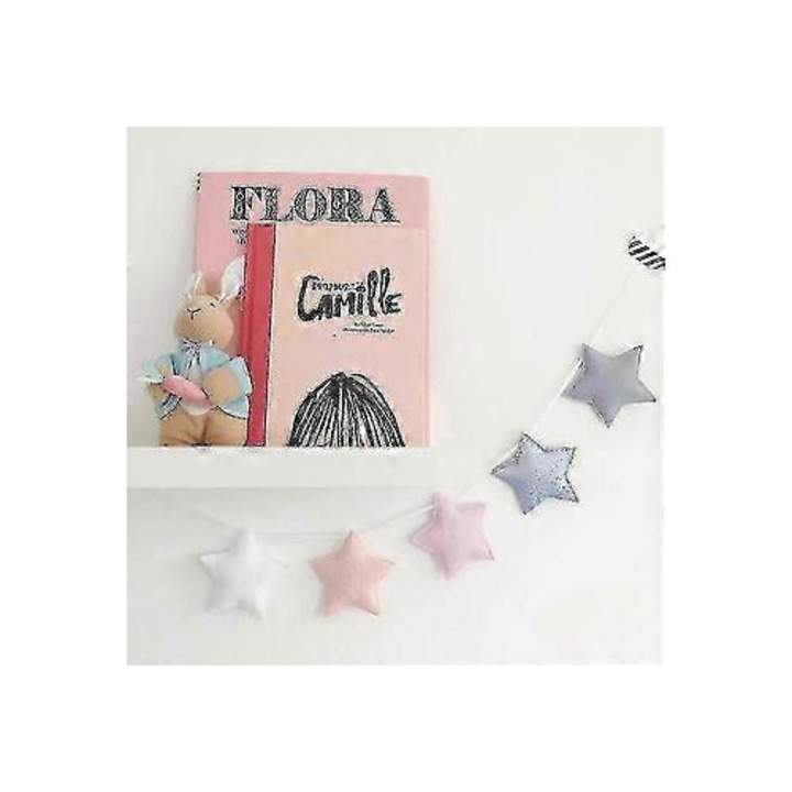 Ghirlanda stele, decoratiune de perete din fetru, cu snur pentru agatat, pentru camera copiilor, multicolor