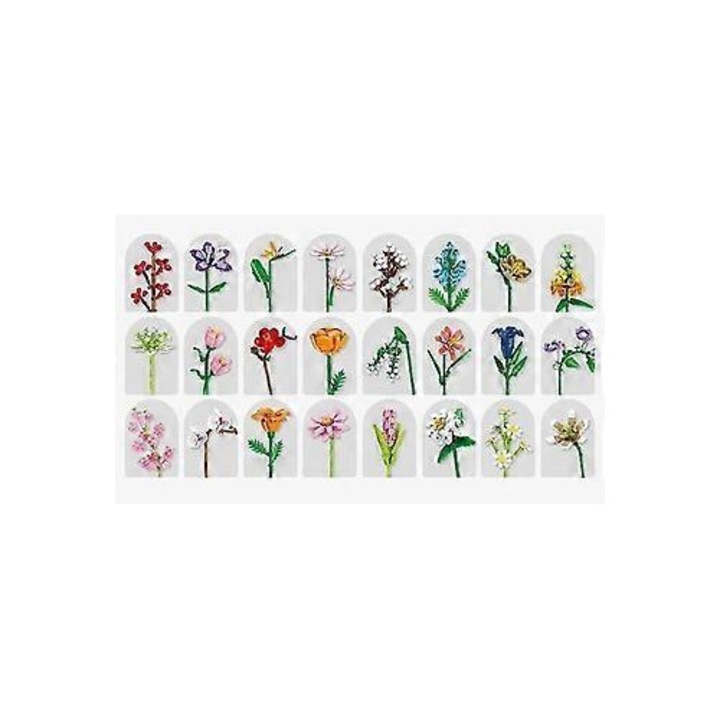 Calendar Advent de Craciun / Calendar de numaratoare Flower Bouquet Blocks 2024, 24 zile cu surprize, set pentru asamblare buchet de flori, Multicolor, 1 buc