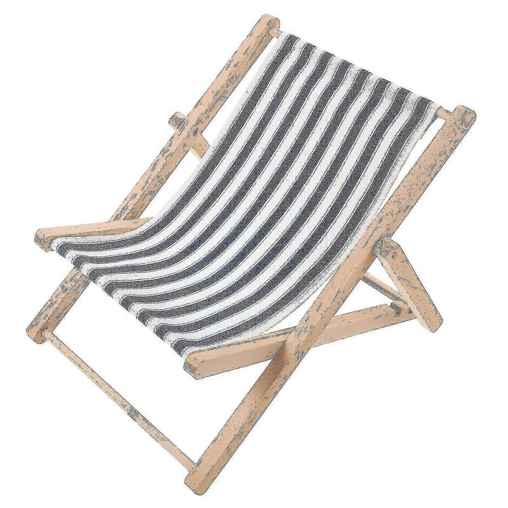 Scaun de plaja decorativ, lemn si tesatura, stil mediteranean, 21.5x20x19.5cm
