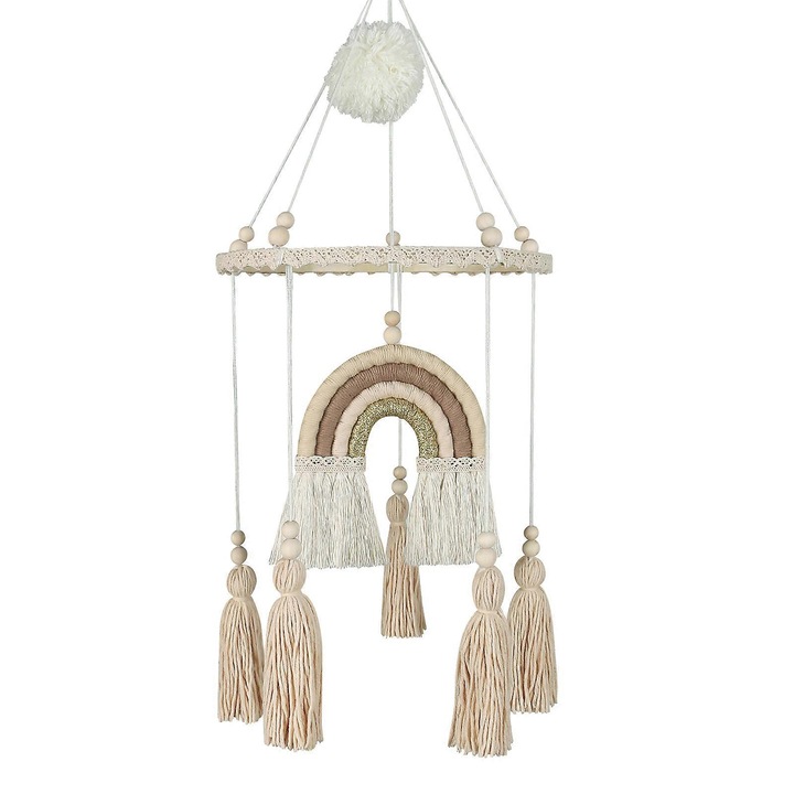 Decoratiune perete copii, model boho, bumbac, multicolor, 30x45cm