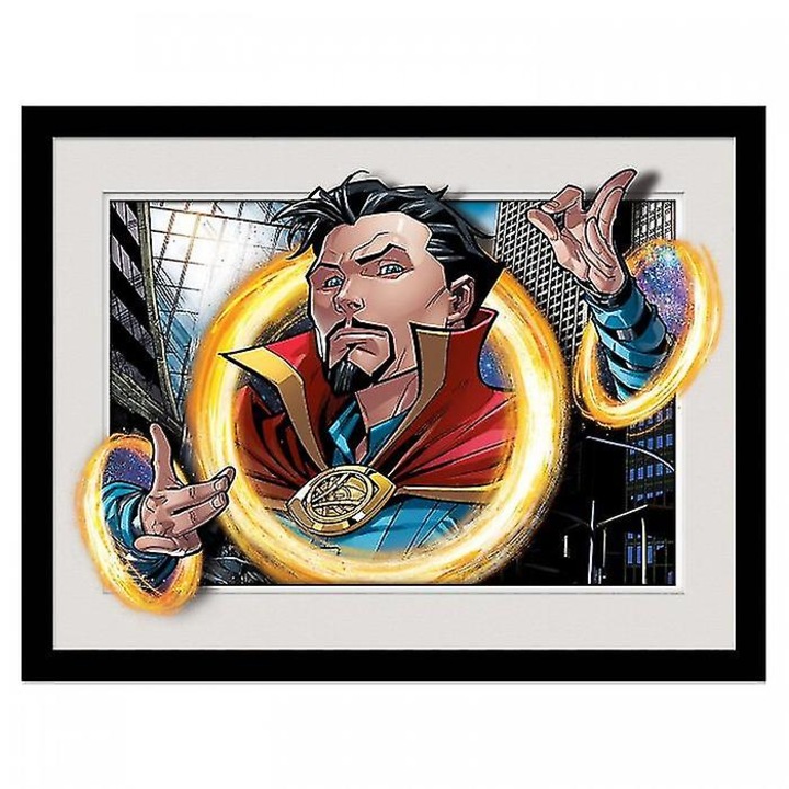 Poster inramat Spider-Man Miles Morales Breakout, Doctor Strange, din plexiglas, printat, licentiat oficial, negru