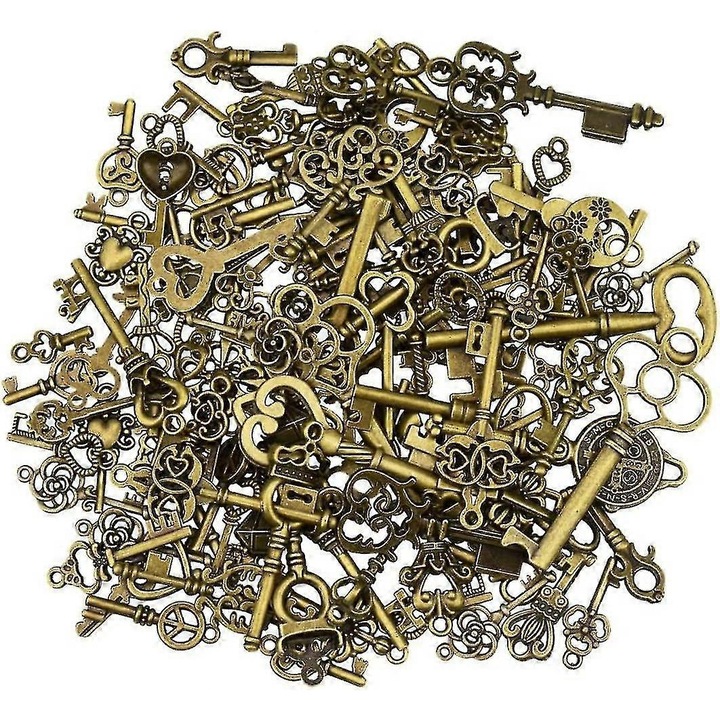 Set 125 chei vintage bronz antichizat diverse dimensiuni 1.2x6.4cm