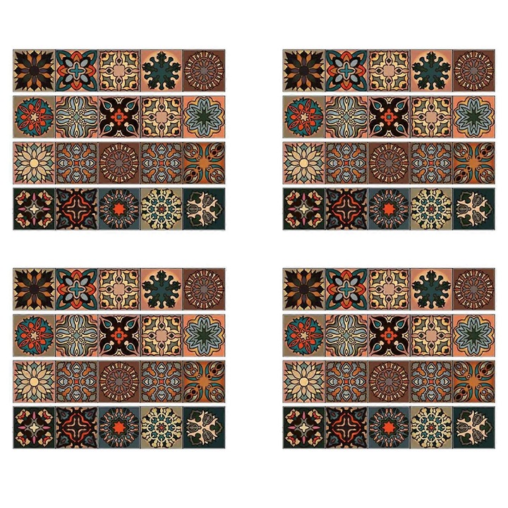 Комплект от 80 декоративни стикера, винтидж модел, многоцветни, 20x100см
