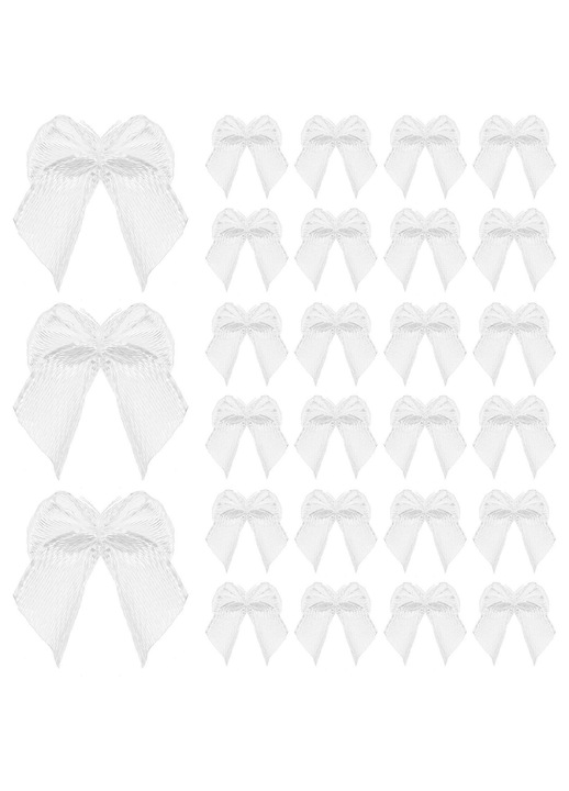 Fundite, accesorii par din panglica, 100 bucati, handmade, 2.2 x 2 x 0.1 cm, Alb