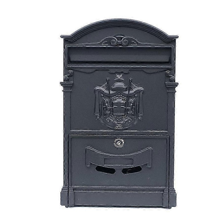 Cutie postala perete, aluminiu turnat, negru, 41x26x9cm