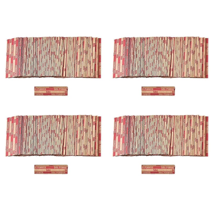 Set 400 hartii ambalare monede, 50 monede, maro, hartie, 7x2cm