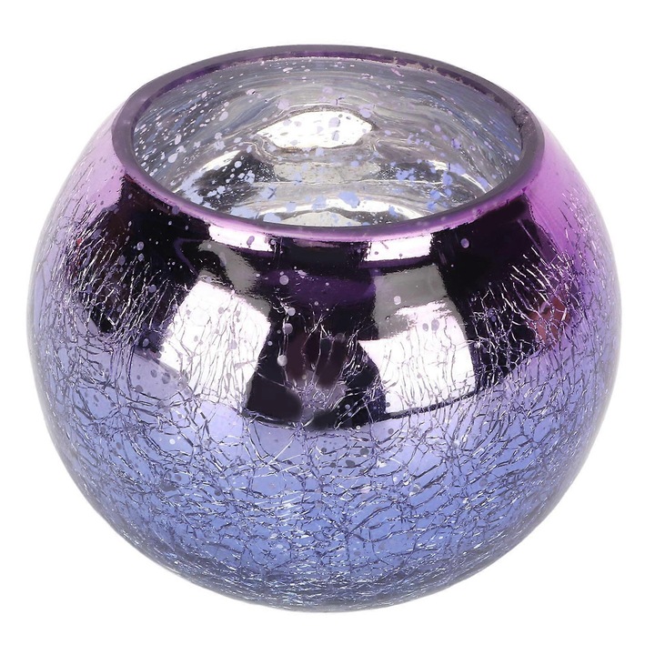 Suport lumanare tealight sticla gradient violet 8x8cm