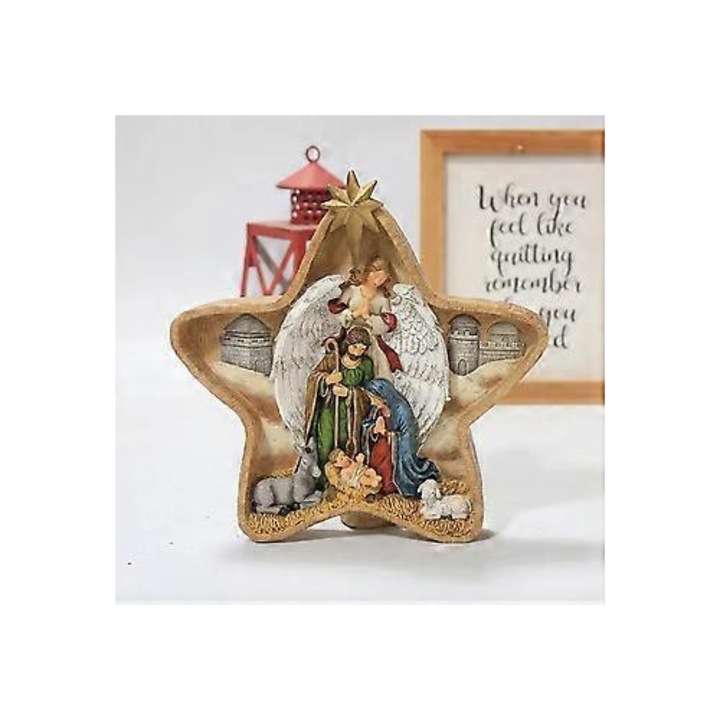 Set statuete Nasterea Domnului, rasina, multicolor, 15x10x8cm