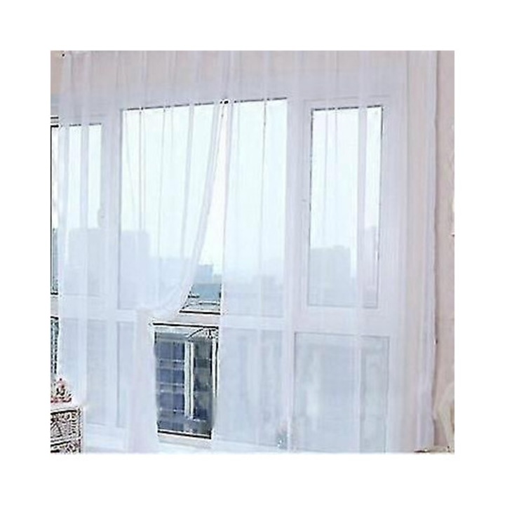 Perdea voal transparenta, moderna, alba, 100x270cm