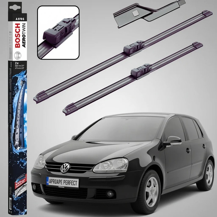 Set Dedicat Stergatoare fata pentru VW Golf V 2003-2009, Bosch Aerotwin A979S