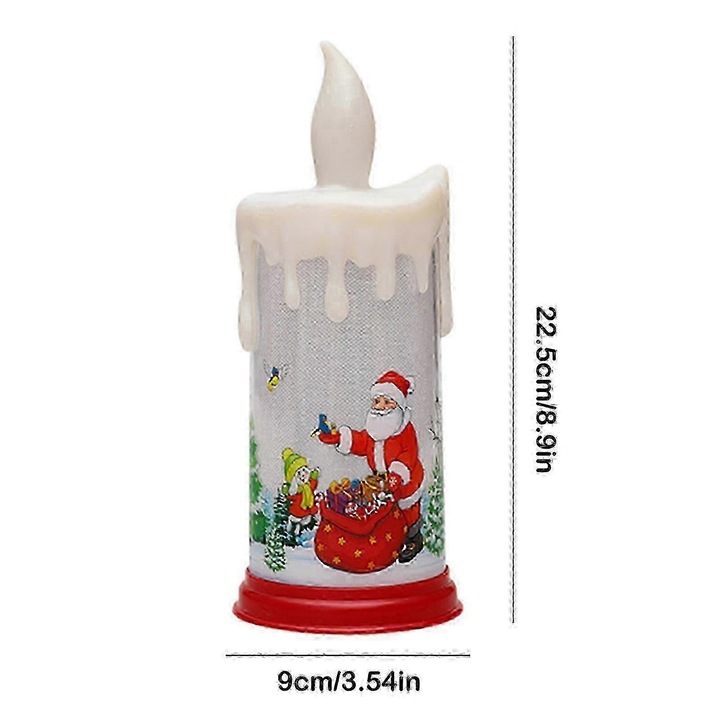 Lumanare decorativa Craciun LED, model Mos Craciun si Om de Zapada, rosu, 23x9x9cm