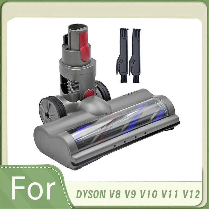Elektromos kefe porszívóhoz / kefefej kompatibilis V8 V9 V10 V11 V12, puha hengerrel, 15W rézmagos motorral, gyors kioldással, kemény padlókhoz, Szürke, 1 szett (kefe + 2 tisztítókefe)
