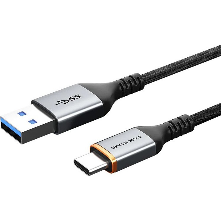 Cablu USB-C la USB Cabletime 15W 5Gbps negru 1m