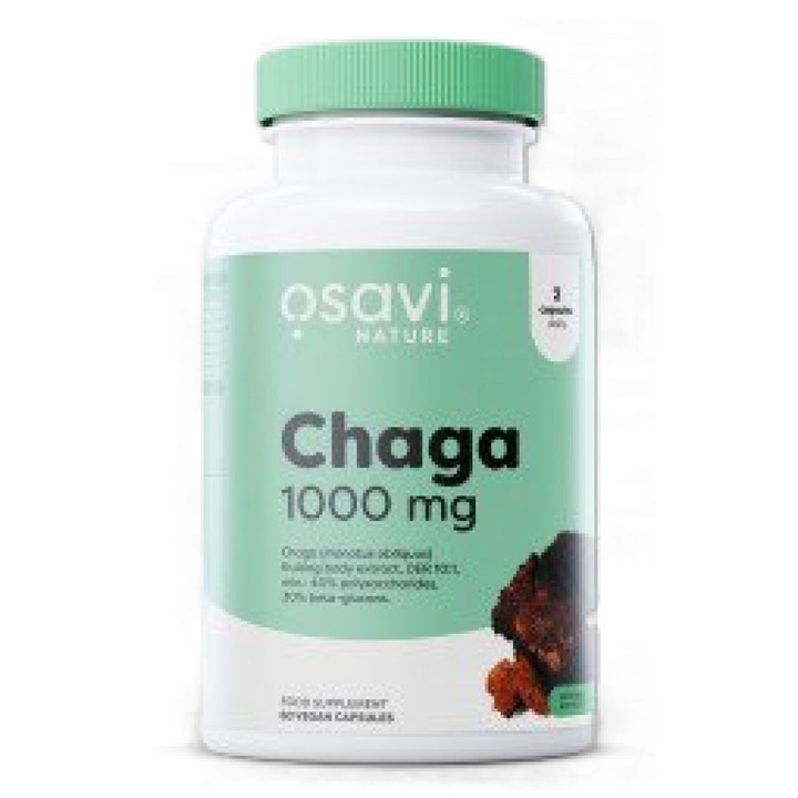 Хранителна добавка Osavi Chaga 1000 mg Minimum 30% Beta-Glucans, 60 капсули