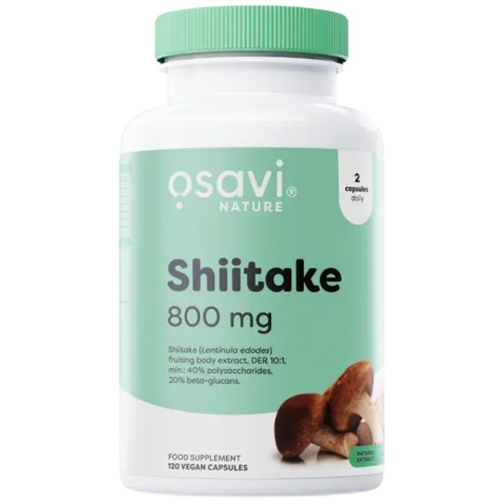 Хранителна добавка Osavi Shiitake 800 mg Minimum 20% Beta-Glucans, 60 капсули