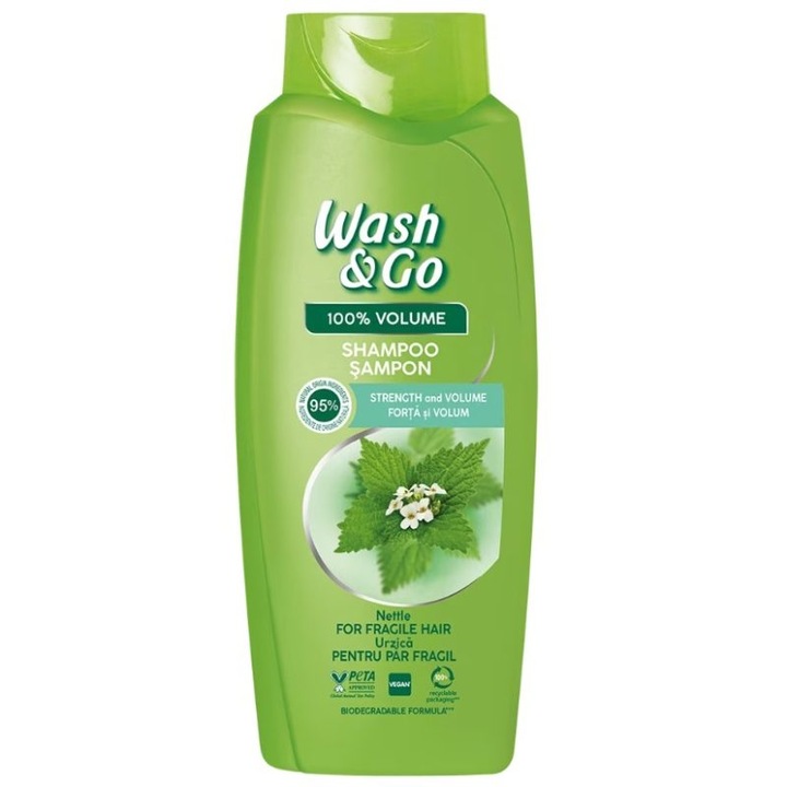 Sampon, Wash & Go, 675 ml Csalán