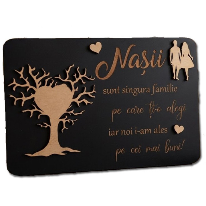 Placheta Cadou pentru Nasi ArtemisGift, lemn, 30 x 20 cm