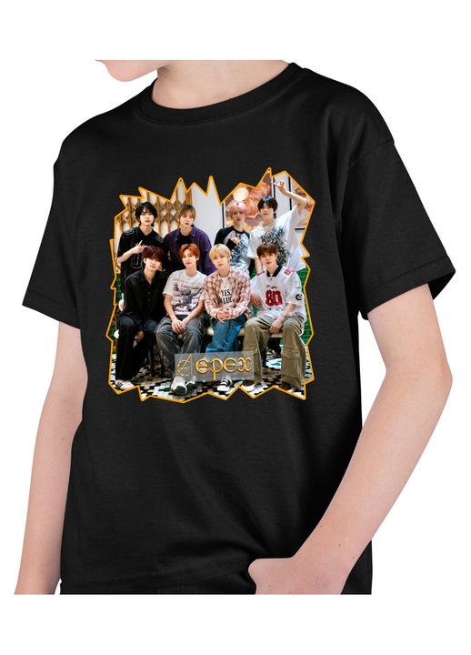 Epex Kpop Party Merch Gyermek Polo, Fekete, 104-110 CM