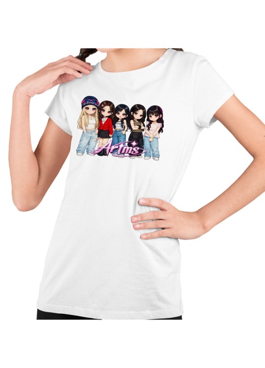 Gyerek Lány Póló Artms Cartoon Merch Kpop, Fehér