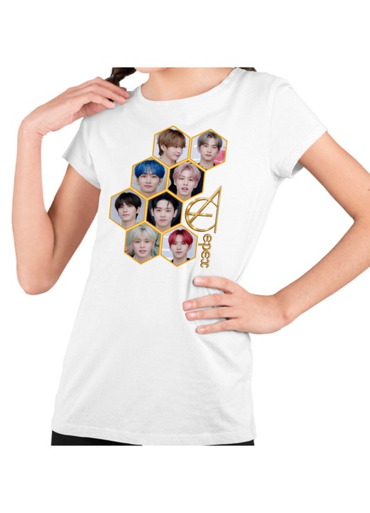 Gyerek Lány Póló Epex All Gang Kpop Merch, Fehér