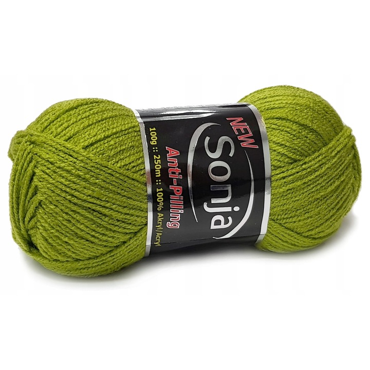 Sonja Anti-pilling kötőfonal, 100% akril, 3 szálas, 250 m/100 g, zöld, 100 g