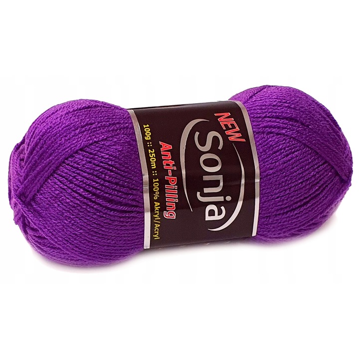Sonja Anti-Pilling kötőfonal, 100% anti-pilling akril, puha, 250 m/100 g, intenzív lila 1427, 100 g